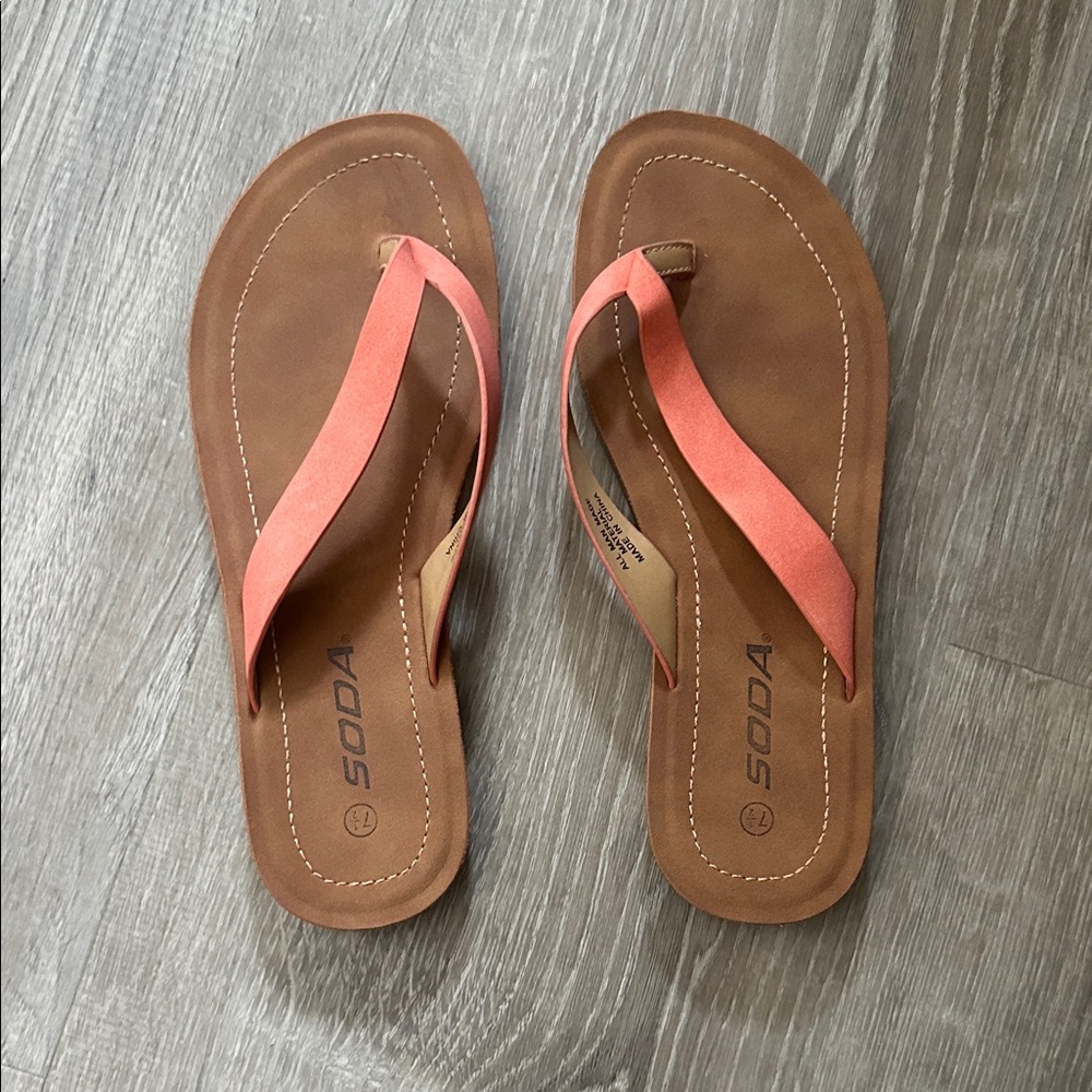 Soda Women's Coral and Brown Sandals